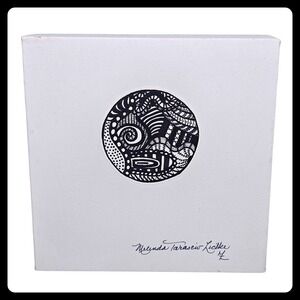 Signed Original Mandala Art 8x8 Framed Canvas Handmade Wall Decor Drawing Boho